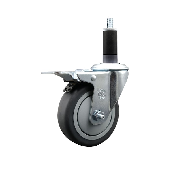 4'' Thermoplastic Rubber Swivel 1-1/8'' Expanding Stem Caster Total Lock Brake